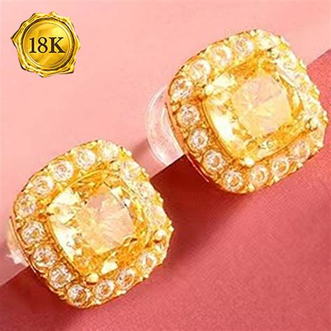 Jewelryroom.com - 1.50 CT CREATED YELLOW DIAMOND & 32PCS CREATED WHITE SAPPHIRE 18KT SOLID GOLD ...