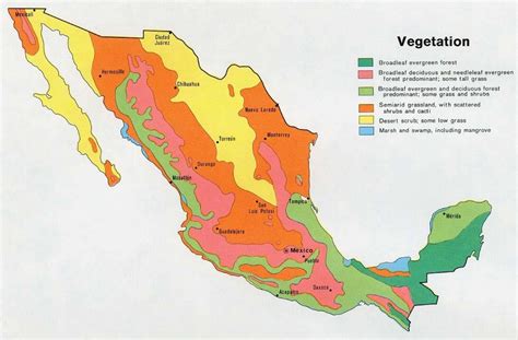 Mexico natural resources map - Map of Mexico natual ressources (Central America - Americas)