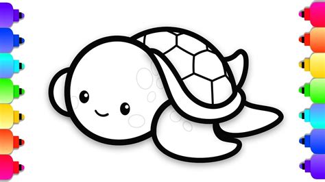 How to Draw a Baby Sea Turtle Easy Step By Step for Kids | Cute Baby ...