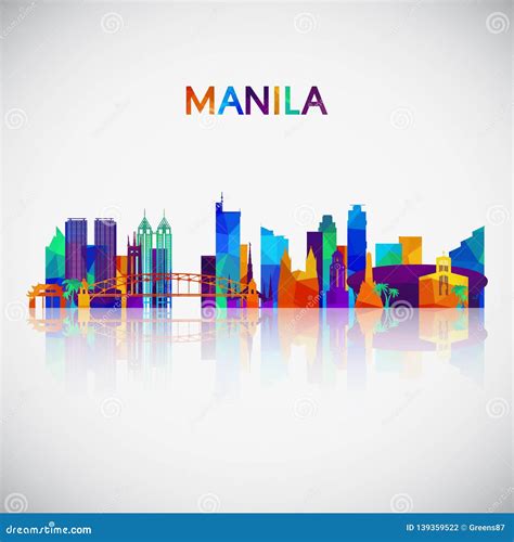 Manila Skyline Neon Cartoon Vector | CartoonDealer.com #83080251