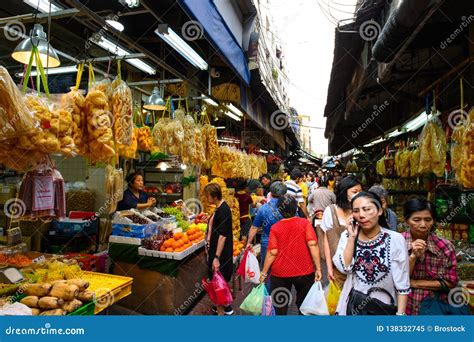 Bangkok, Thailand - February 2, 2019 : Local People Shopping at Food Market at Yaowarat in ...