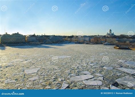 Sunset Landscape with the Ice Drift in Helsinki Stock Photo - Image of ...