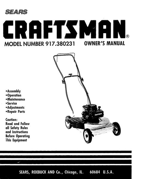 Craftsman 917380231 User Manual LAWN MOWER Manuals And Guides 1006755L