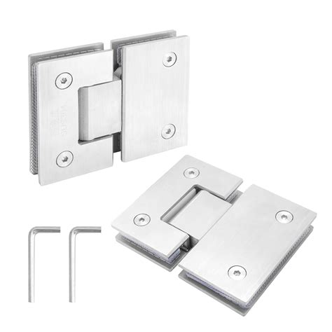 Buy 2 Pack Frameless Glass Shower Door Hinges, 180 Degree Brushed Nickel Shower Door Hinges ...
