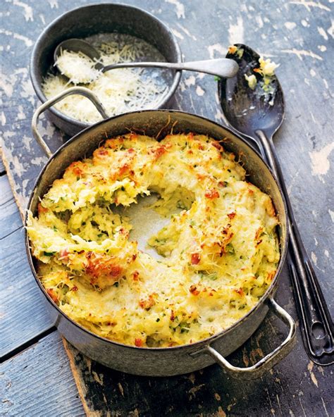 Mashed potato pie with bacon, leeks and cheese recipe | delicious. magazine