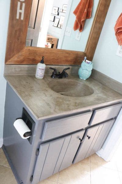 Remodelaholic | DIY Concrete Countertops in a Beautiful Master Bathroom ...