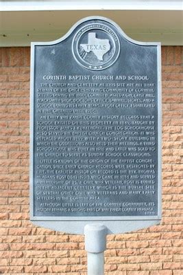 Corinth Baptist Church and School - Texas Historical Markers on ...