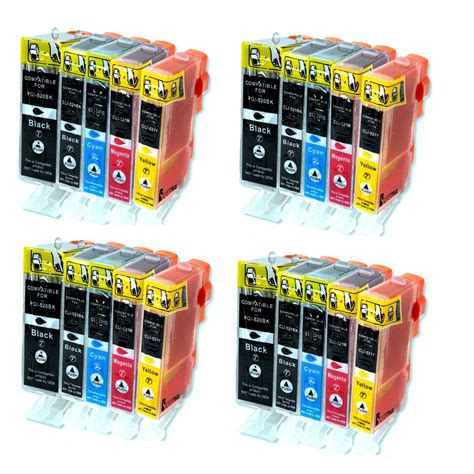 4 Packs = 20 Canon-Compatible Ink Cartridges with Chip, Replacement for ...