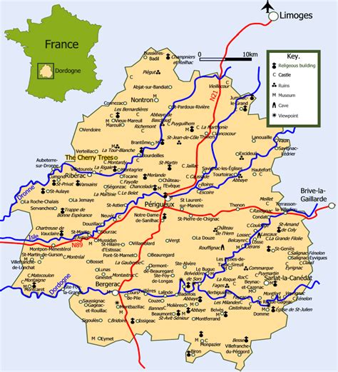 Map of Dordogne (Perigord), France | TRAVEL DESTINATIONS | Pinterest