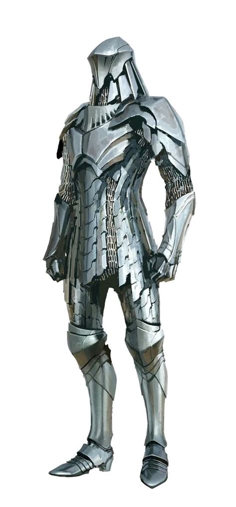 Think very simple Silver/White heavy plate armor, from neck to feet, this design is a good ...