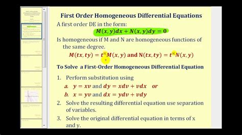 Solve a First-Order Homogeneous Differential Equation in Differential Form - Part 2 - YouTube