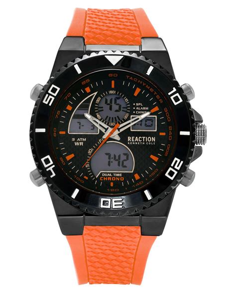 Lyst - Kenneth Cole Reaction Analog-digital Chronograph Orange Silicone Strap Watch 46mm in ...