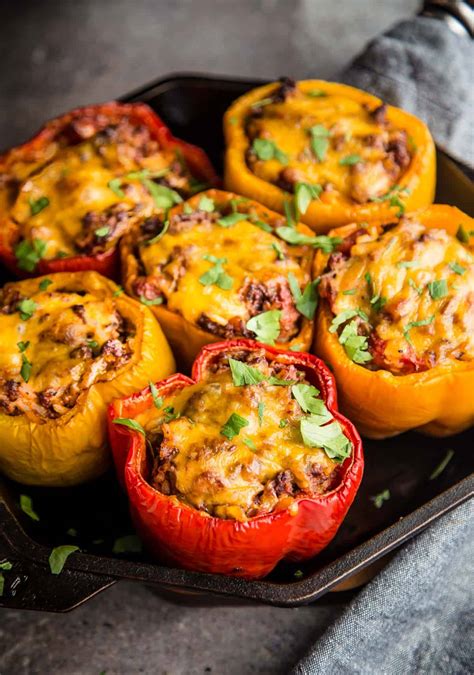 Grilled Ground Beef Stuffed Peppers | Recipe Cart