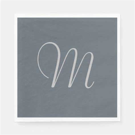 Simple Chic Custom Monogrammed Paper Napkins Grey | Zazzle.com