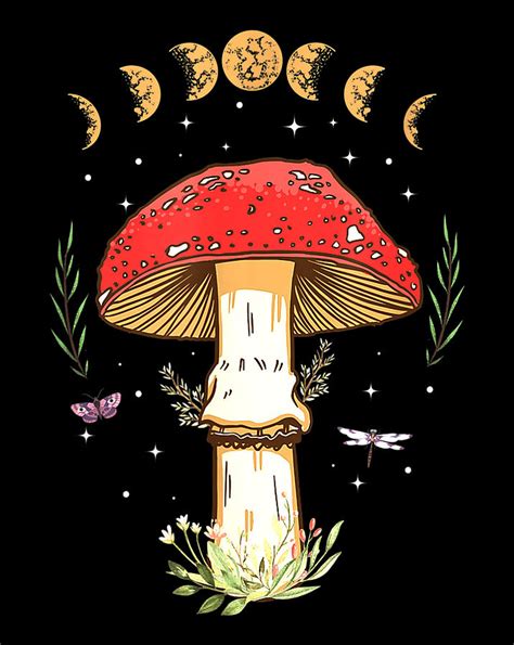 Dark Academia Cottagecore Aesthetic Magical Mushroom Fungi.png Digital Art by Minh Trong Phan