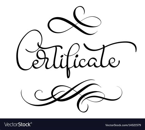 Certificate word with flourish on white background