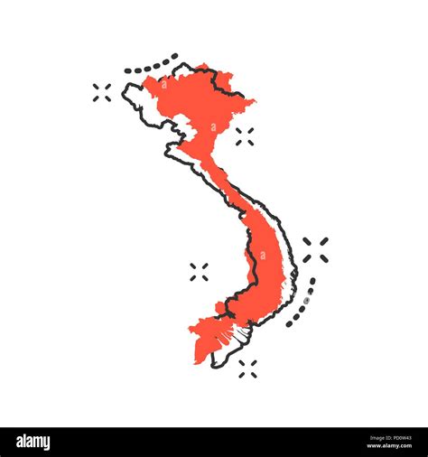 Vector cartoon Vietnam map icon in comic style. Vietnam sign ...