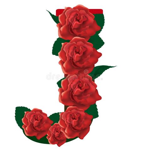 Letter J Red Roses Illustration Stock Image - Illustration of colour ...