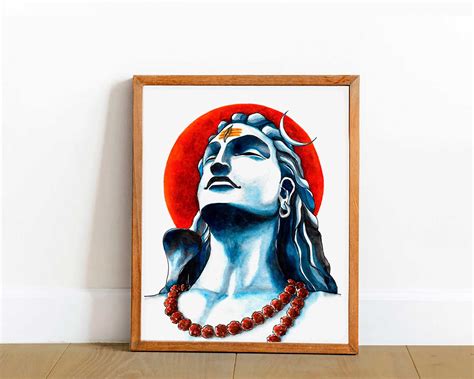 Lord Shiva Painting Adiyogi Wall Art Indian God Shivji - Etsy