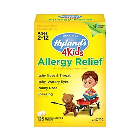 Childrens Allergy Medicine by Hyland's 4 Kids Allergy Relief Tablets, Safe and Natural for ...