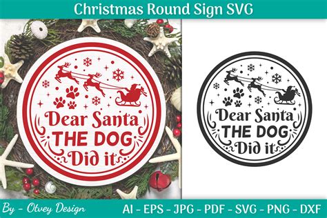 Christmas Round Sign SVG | Round Sign Graphic by Otvey Design ...