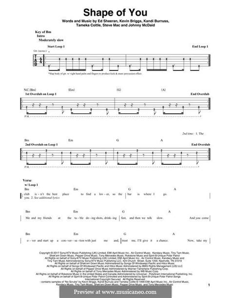 Ed Sheeran Shape Of You Guitar Chords | Sheet Music Guitar Download