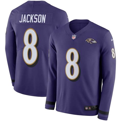 Men's Baltimore Ravens Lamar Jackson Nike Purple Therma Long Sleeve ...