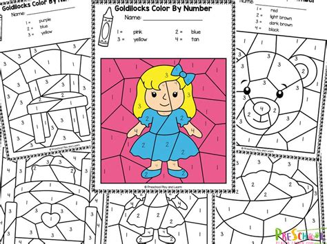 Goldilocks and the Three Bears Color by Number Worksheets