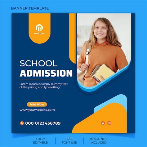 Premium Vector | School admission social media template design