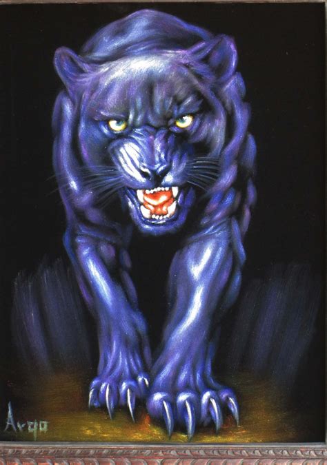 Black Panther Cougar Jaguar Hunting Stalking Portrait Big - Etsy