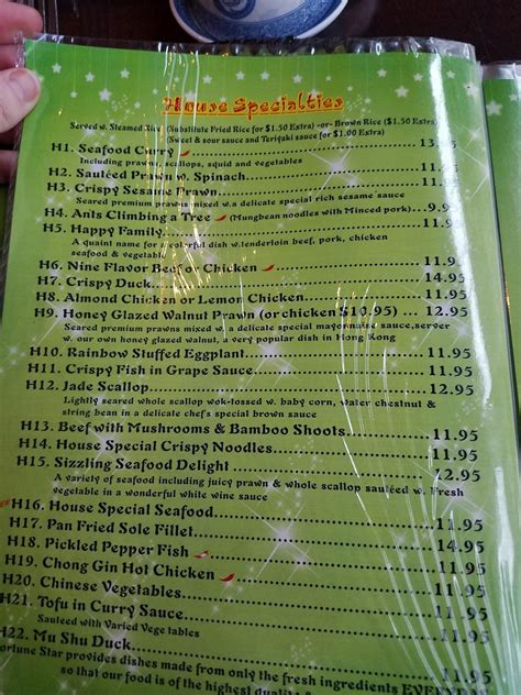 Menu at Fortune Star Chinese Restaurant, Sequim