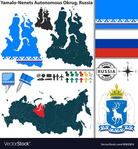 Map of autonomous okrug yamalo nenets Royalty Free Vector