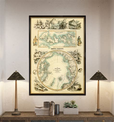 Arctica Map Marvelous Map of the Arctic Regions Arctic Map - Etsy