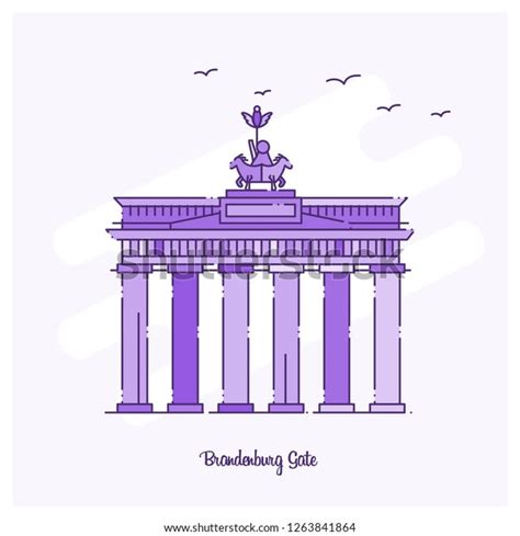 Brandenburg Gate Landmark Purple Dotted Line Stock Vector (Royalty Free ...