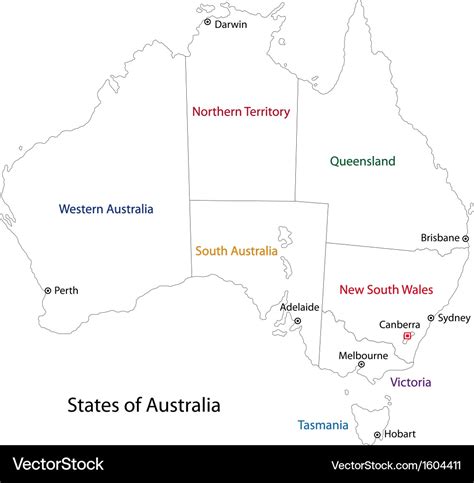 Outline australia map Royalty Free Vector Image