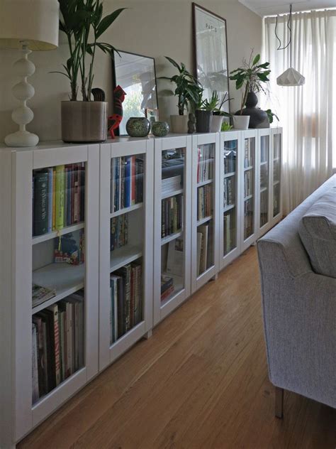 BILLY bookcases with GRYTNÄS glass doors - IKEA Hackers | Home living room, Living room storage ...