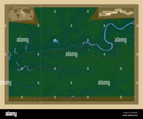 Lower River, division of Gambia. Colored elevation map with lakes and ...