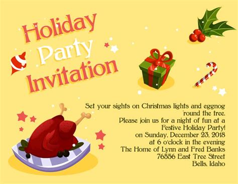 Invitation Vector Artwork Holiday Party Vector Invitation Template ...