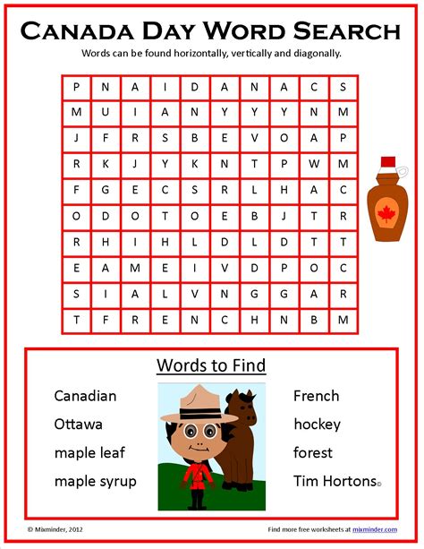 Tales Of Mommyhood Canada Day Word Search Printable W - vrogue.co