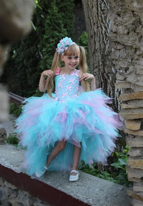 Pink Blue Flower Girl Dress - Birthday Holiday Pink Aqua Blue Lilac ...