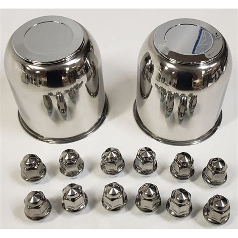 2 Trailer Wheel Lug and Cap Sets - Stainless Hub Cover 6 SS Lugs 3.75in. Center - Walmart.com ...