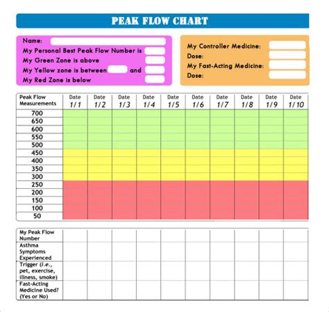 Printable Peak Flow Chart Pdf - Printable Word Searches