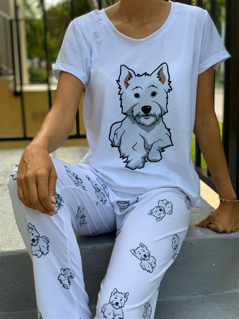 Dog Westie pajama set with pants for women Westhighland | Etsy