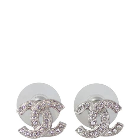 Chanel CC Crystal Stud Earrings