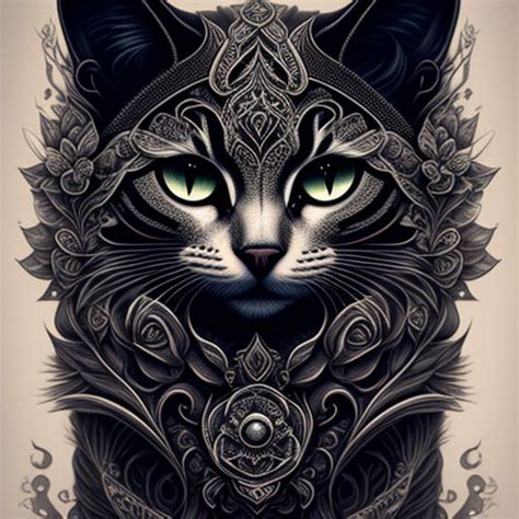 strucccy: tattoo design of grey and black cat