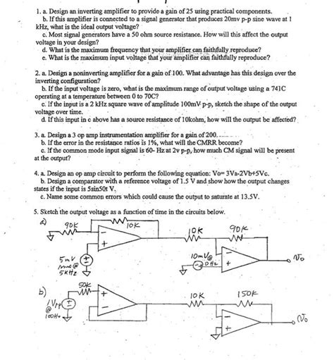 Solved 1. a. Design an inverting amplifier to provide a gain | Chegg.com