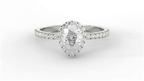 Pear-shaped Diamond Ring in Halo Setting - YouTube