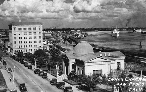 (ca. 1930)#*^ – Postcard view looking north from 9th Street showing the Inner Channel with steam ...