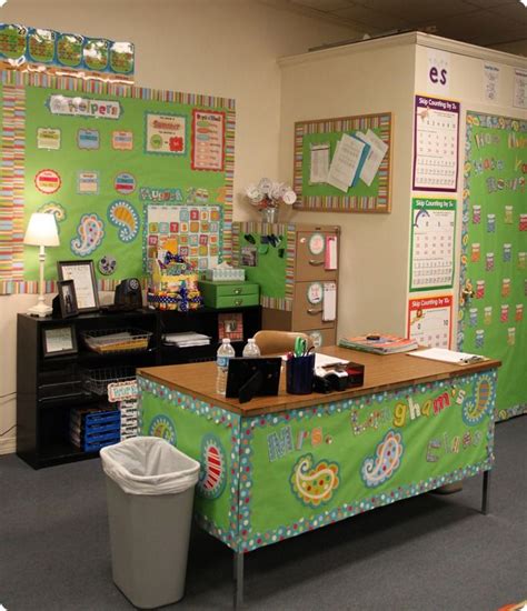 An explosion of Dots, Stripes, and Paisley on Turquoise! | Teacher desk, Teacher desk ...