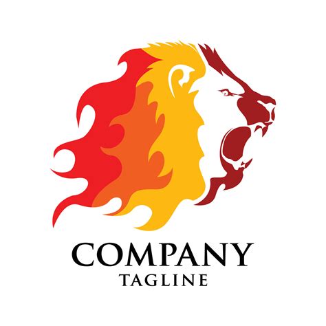 fire lion logo template, fire lion vector illustration, fire lion ...